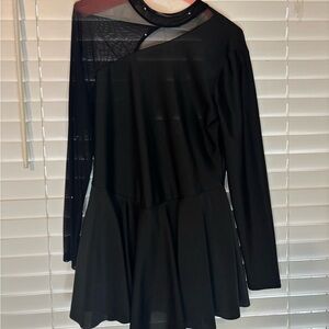 Black figure skating dress- great for testing or adding stones- worn 1 time